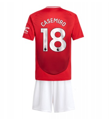 Manchester United Casemiro #18 Primera Equipación Niños 2024-25 Manga Corta (+ Pantalones cortos)